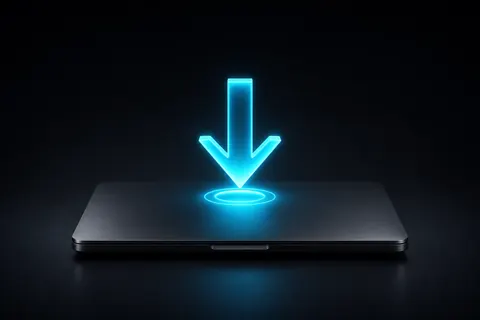 Laptop con freccia di download: installazione di TuaPass.